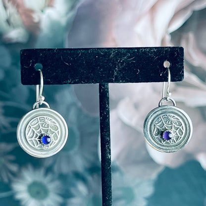 Gothic Victorian Handmade Amethyst Spider Web Earrings