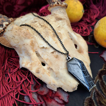 Real Spiderweb Coffin Black Necklace