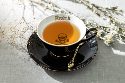 Arsenic Skull Black Gold 7oz Tea Cup and Saucer