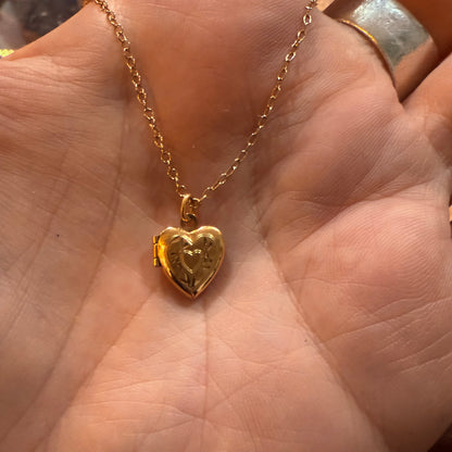 Antique Mini Heart Locket Gold Filed