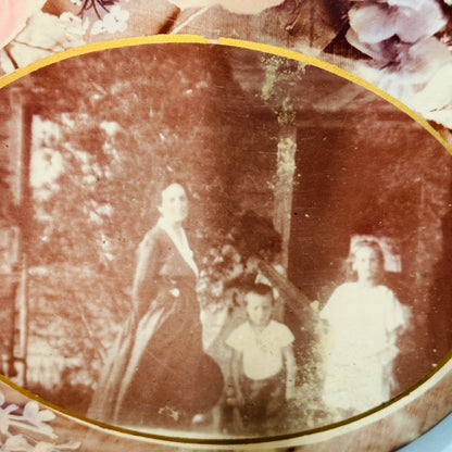 Victorian Floral Celluloid Family Photo Memorial