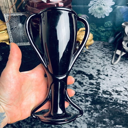 Antique Black Amethyst Tut or Trophy Vase