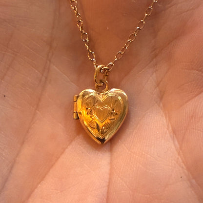 Antique Mini Heart Locket Gold Filed