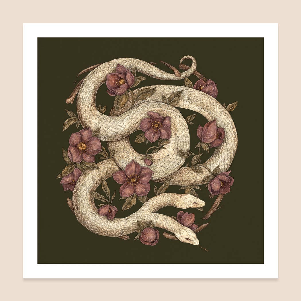 Two-Headed Snake Giclee Print Jessica Roux 8"x 8"