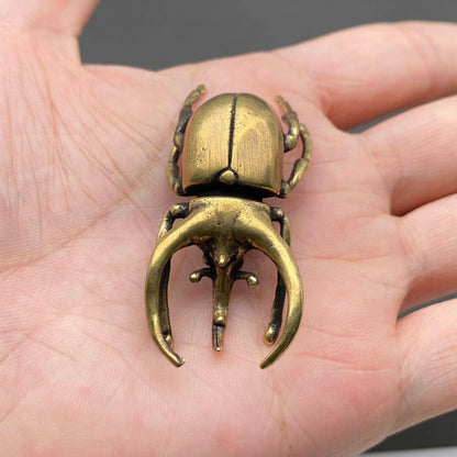 Brass Rhinoceros Beetle Figurine