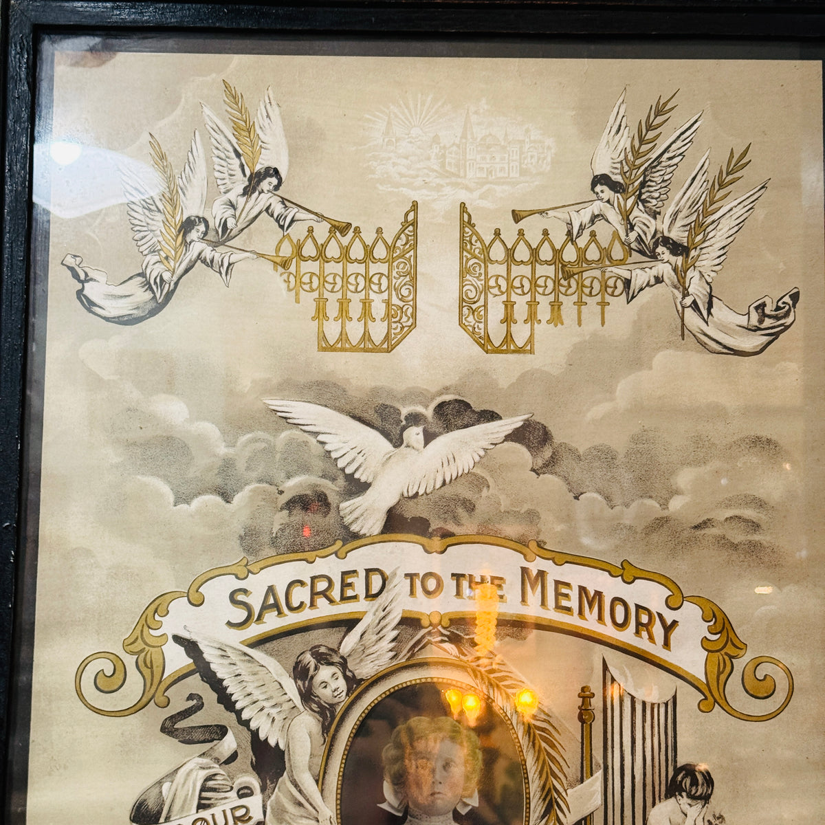 Victorian 1912 Memento Mori Sacred To The Memory Framed Remembrance