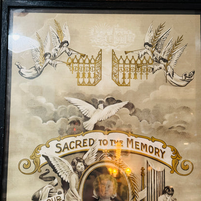 Victorian 1912 Memento Mori Sacred To The Memory Framed Remembrance