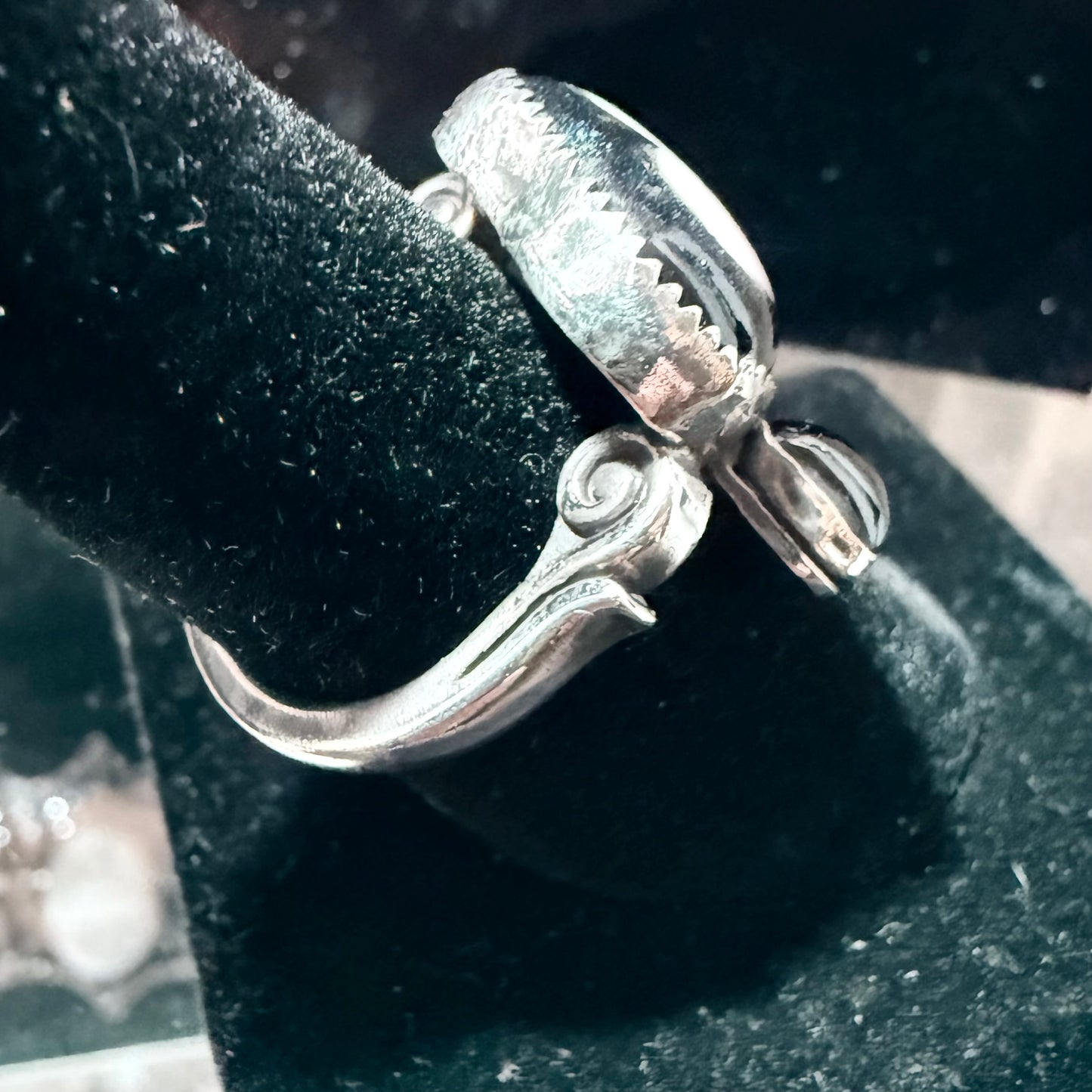 Sterling Gothic Victorian Lover’s Eye Black Heart Ring Garnet Tear