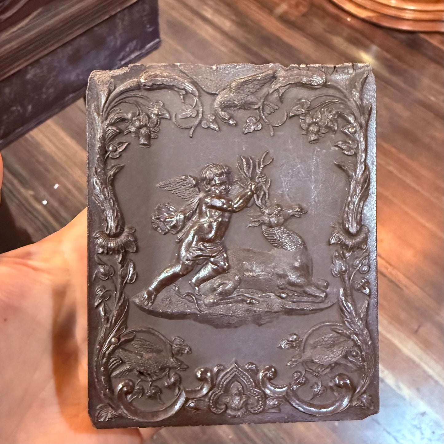 Victorian Masonic Man Tintype Angel Deer Case 1/4 Plate