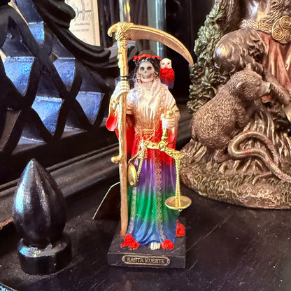 Santa Muerte Mini Altar Figure Rainbow 4”