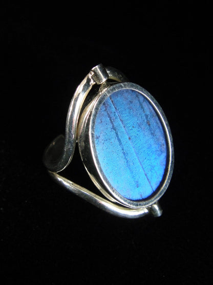 Sterling Reversible Blue Morpho/Sunset Oval Ring (adjustable)
