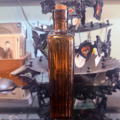 Antique Amber Poison Bottle Rectangular 6”