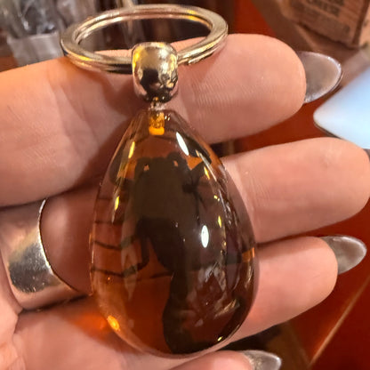 Black Scorpion Amber Color Lucite Keychain