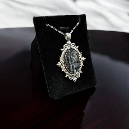 Real Spiderweb Small Silver Tone Filigree Cabochon