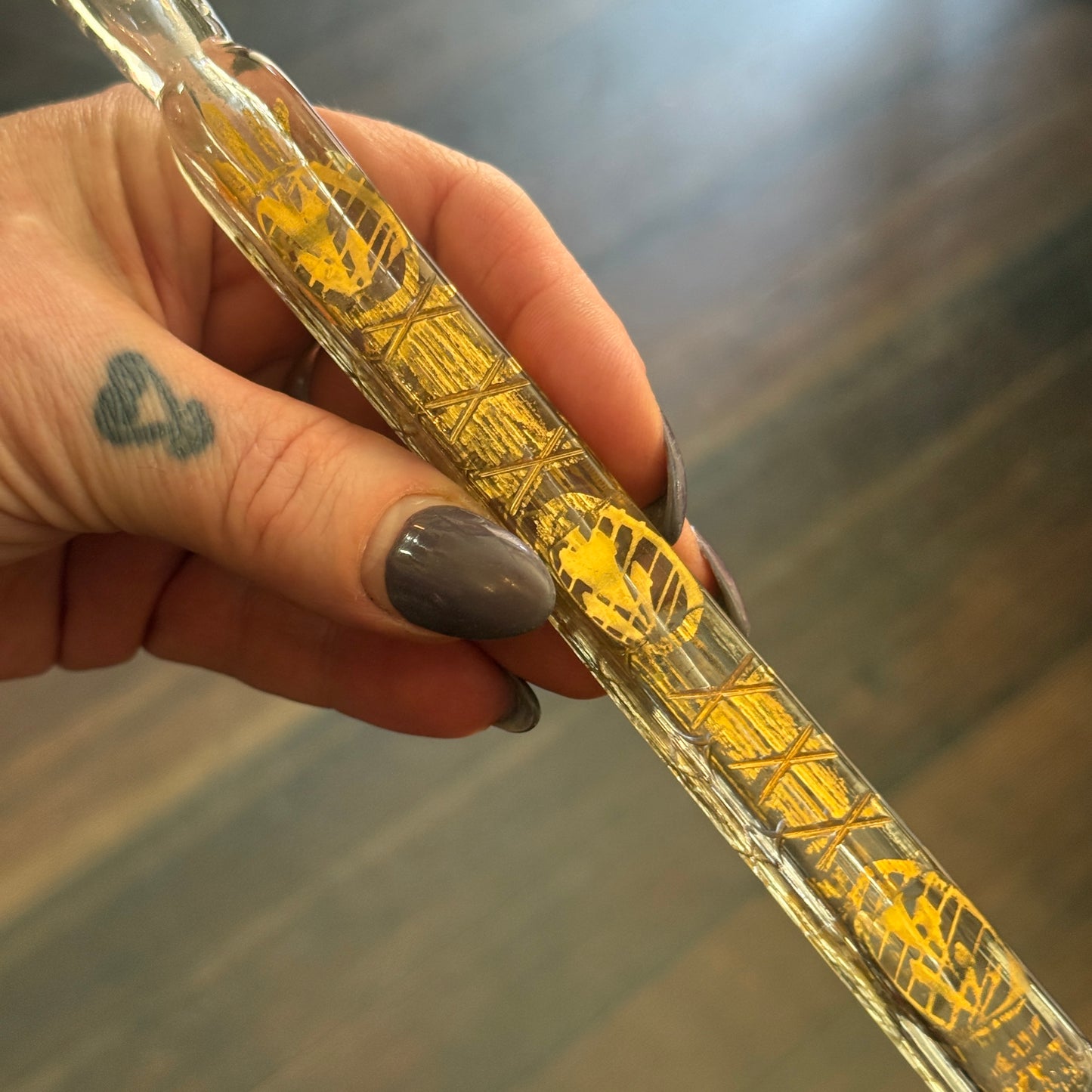 Victorian Tear Catcher Lachrymatory Gold Gilt Vial