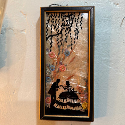 Antique Milkweed Black Framed Couple Kiss Hand