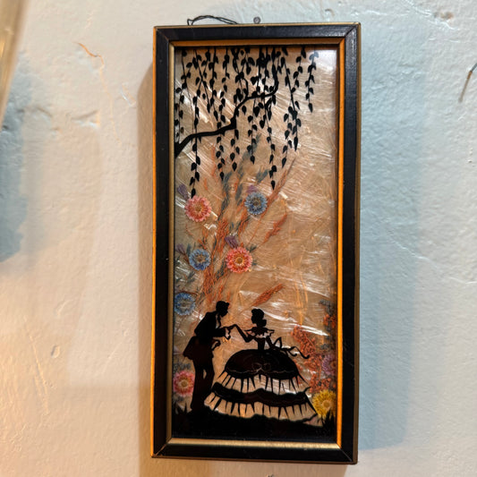 Antique Milkweed Black Framed Couple Kiss Hand