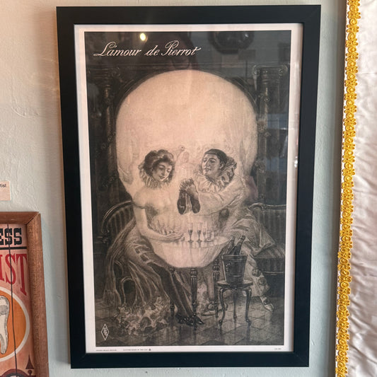 Framed Art Print L'Amour de Pierot Skull 12" x 18"