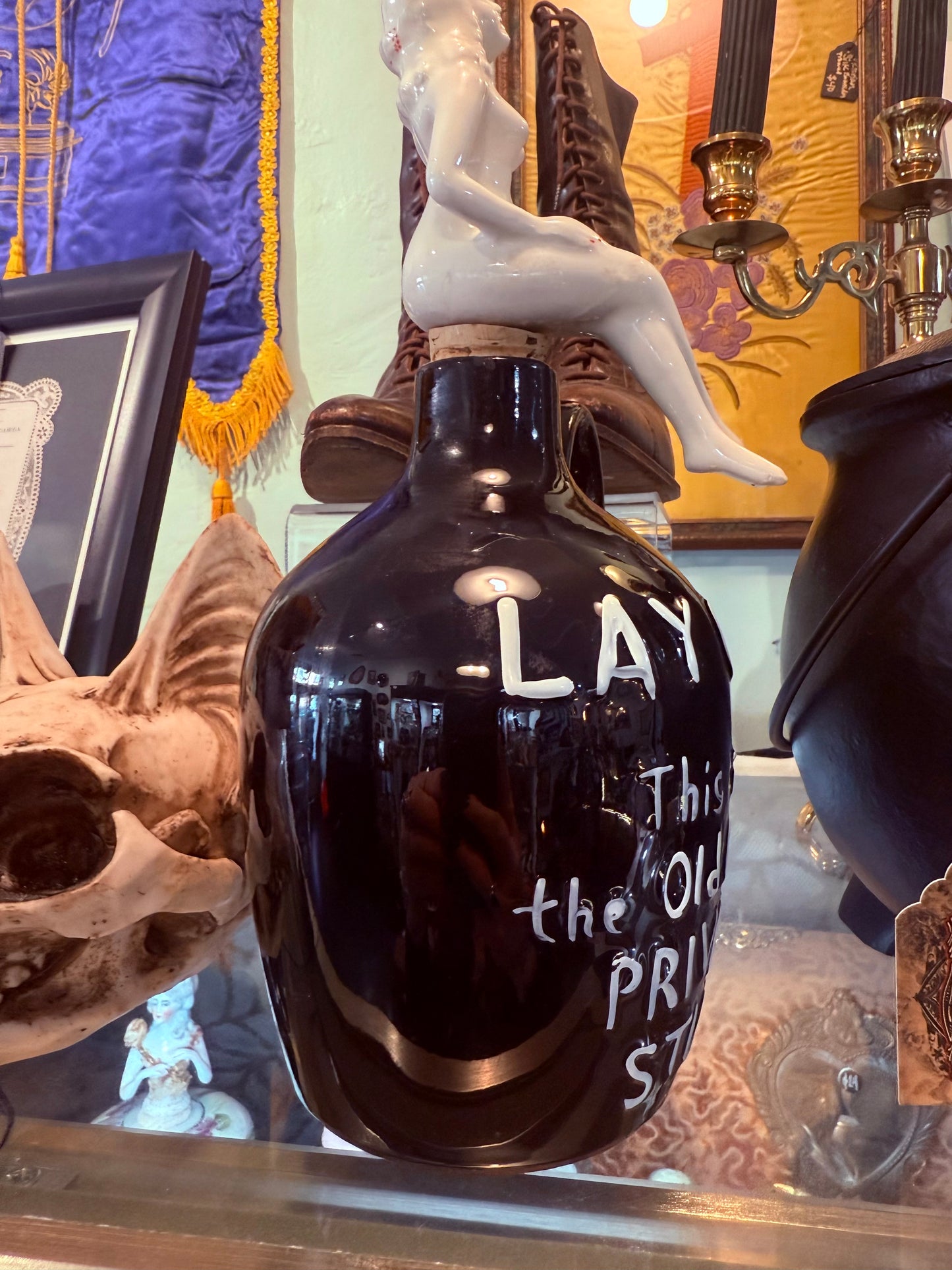 Antique { Lay Off } Private Reserve Naked Woman Decanter