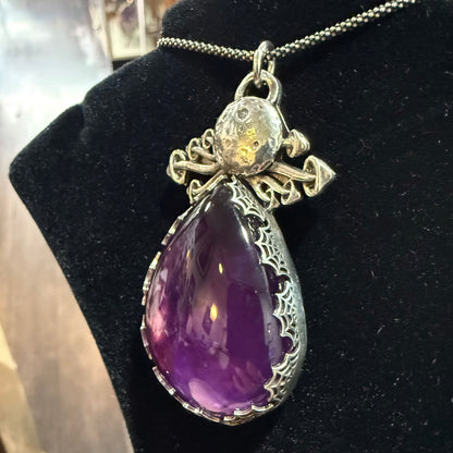 Sterling Mystic Moon Mushroom Amethyst Necklace