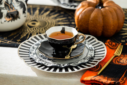 Black Cat Black Gold Tea Cup and Saucer