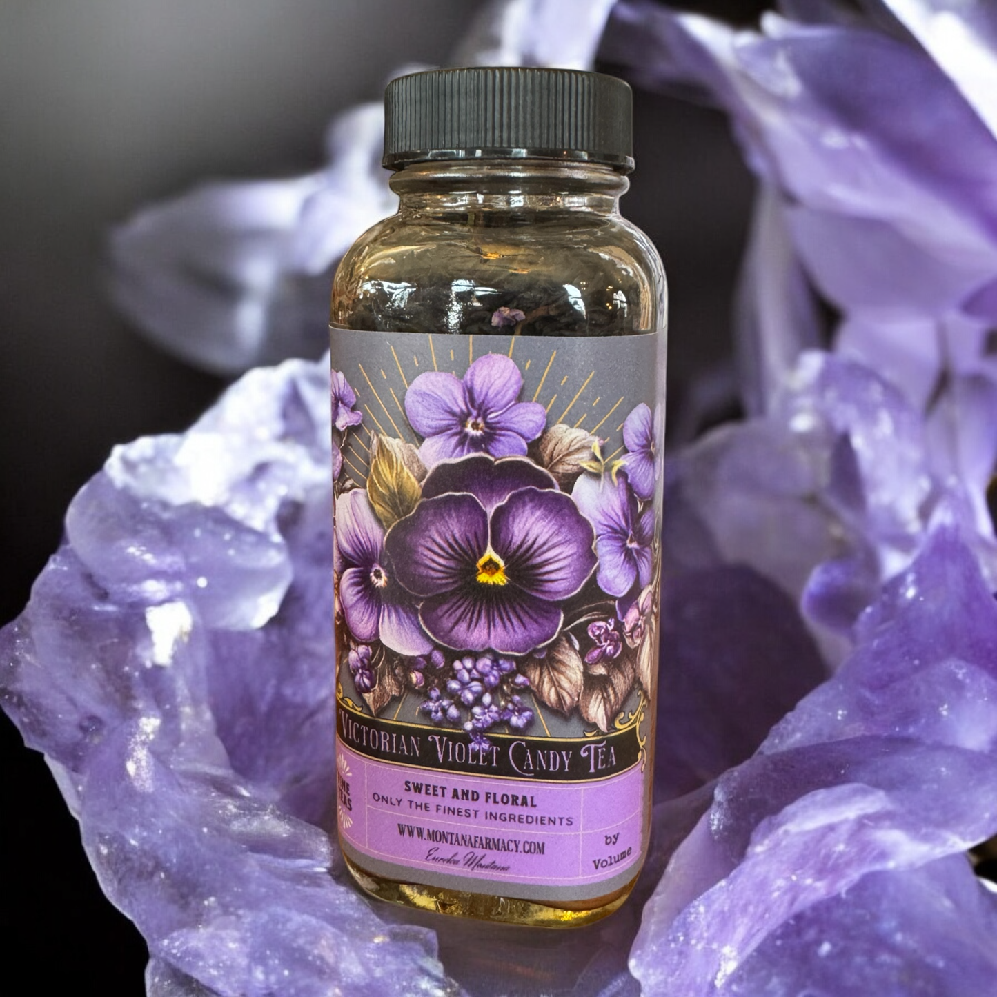 Vintage Victorian Violet Candy Tea Candied French Tea in Jar