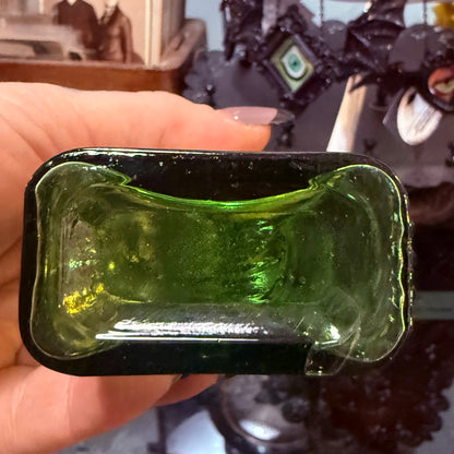 Antique Emerald Green Poison Bottle Rectangular 6”