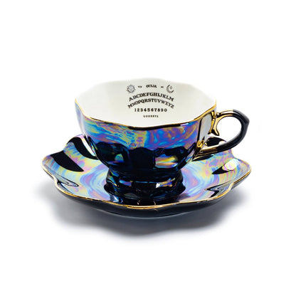 Ouija Board Black Gold Luster Tea Cup and Saucer