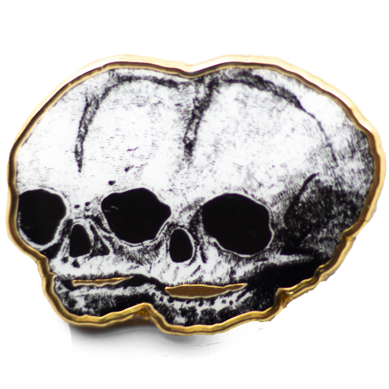 Golden Conjoined Skull Pin