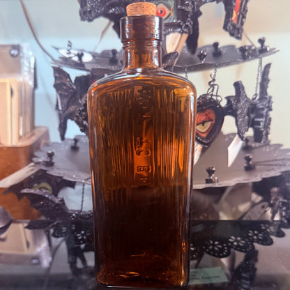 Antique Amber Poison Bottle Rectangular 6”