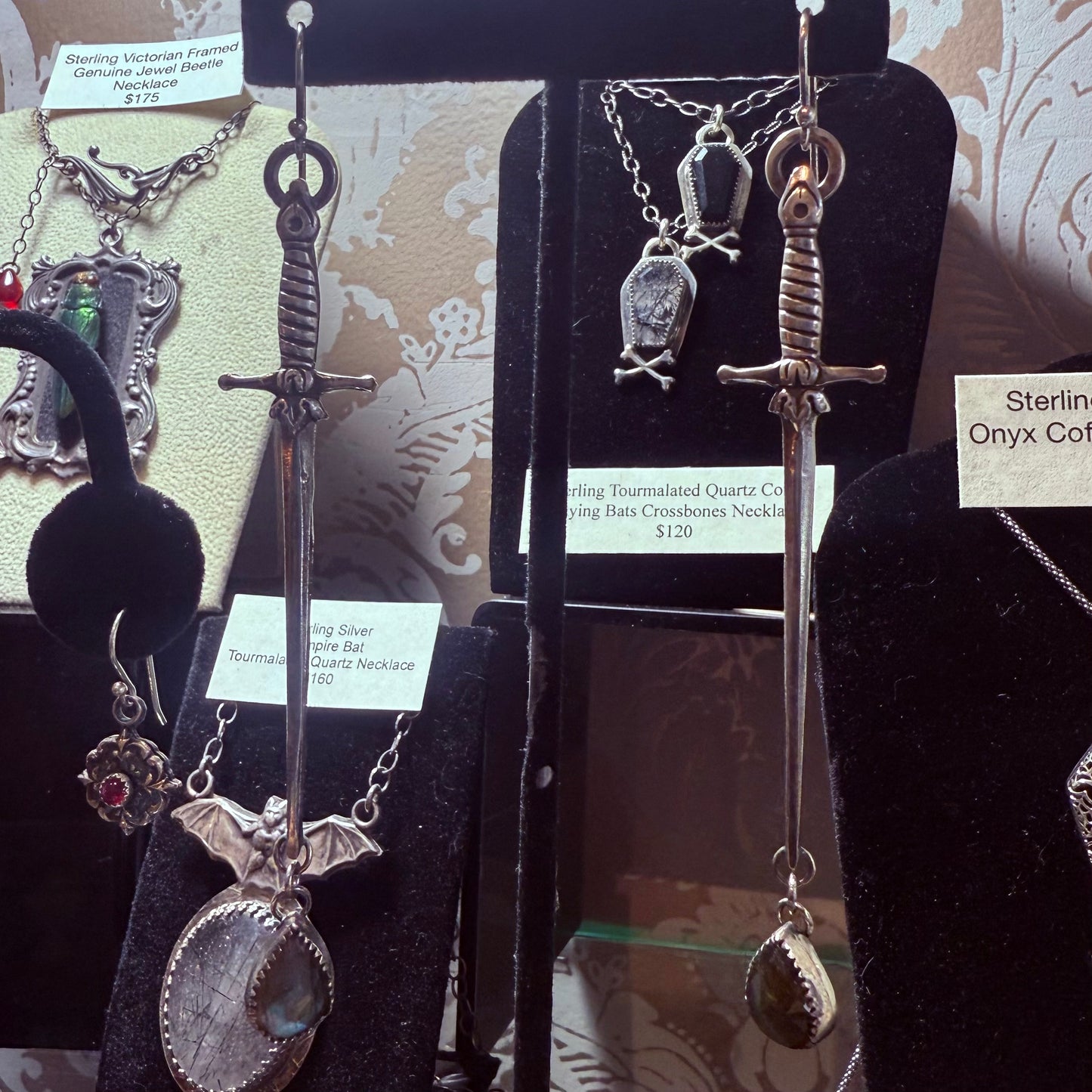 Handcrafted Sterling 1800s Sword Earrings with  Stone Options