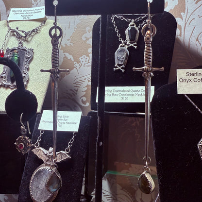 Handcrafted Sterling 1800s Sword Earrings with  Stone Options