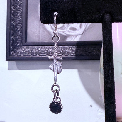 Gothic Victorian Handmade Dagger Heart Sterling Earrings