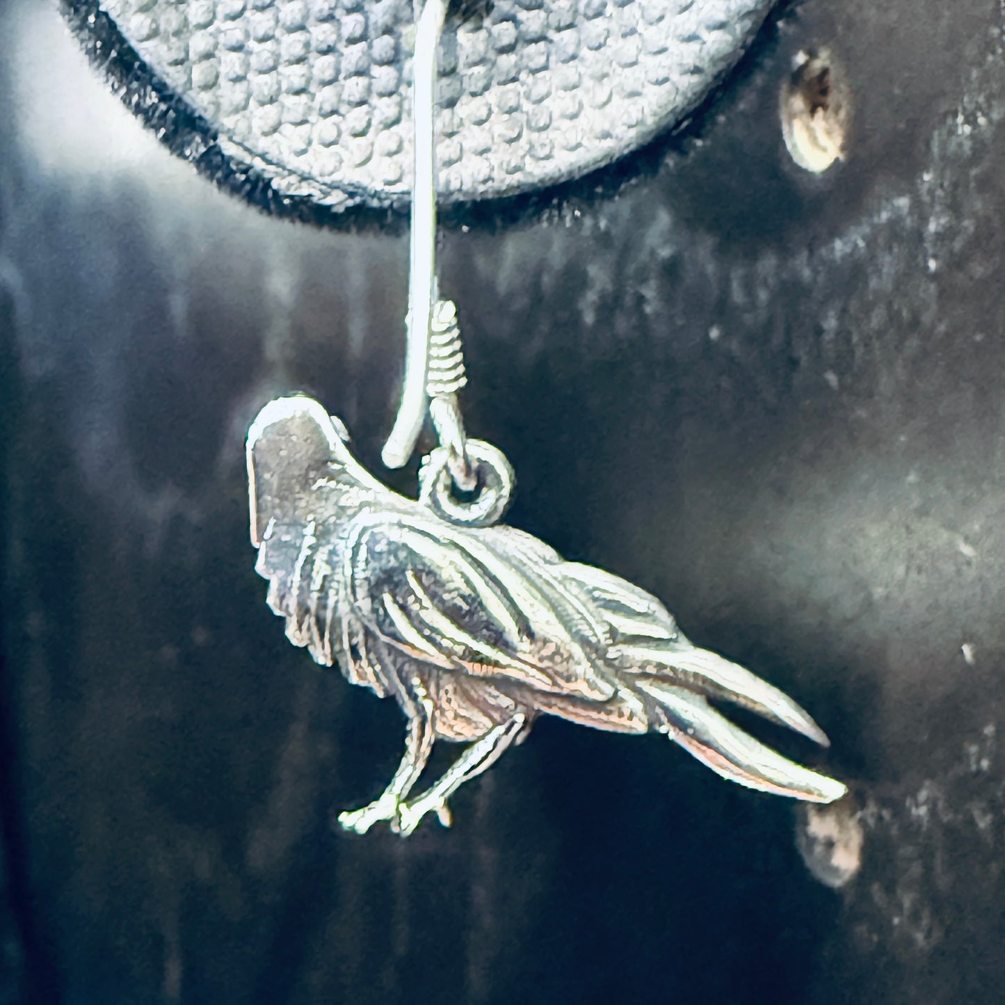 Sterling Silver Raven Dangle Earring