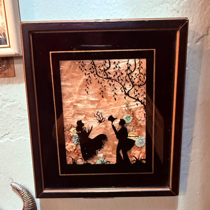 Antique Milkweed Black Framed Silhouette Couple