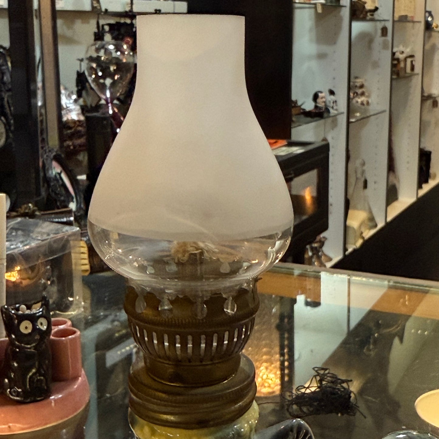 Antique 1940’s Kitten Oil Lamp