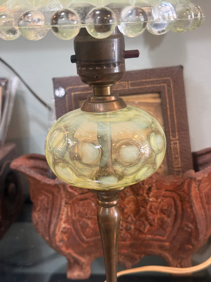 Antique Uranium Glass Budoir Lamp