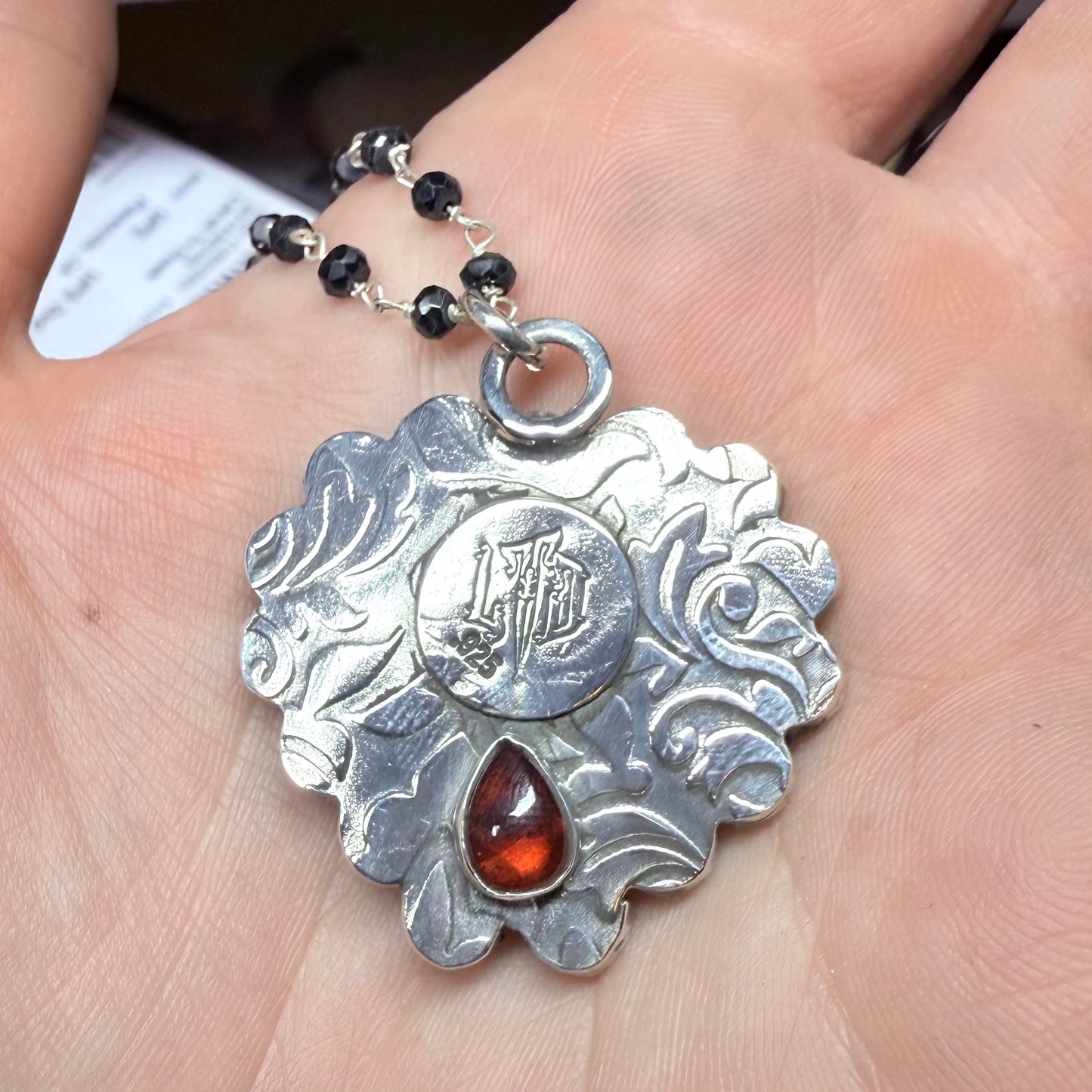 Sterling Gothic Victorian Lover’s Eye Heart Necklace Edith