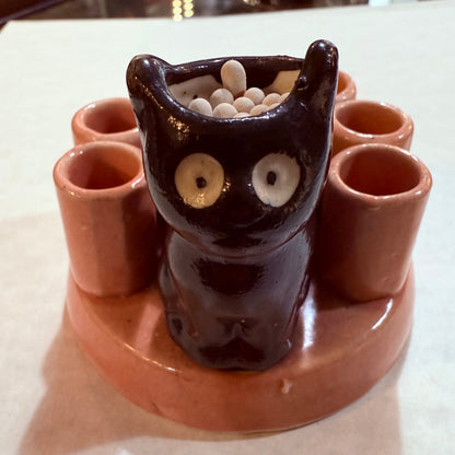 Antique 1940’s Japan Black Cat Match Holder