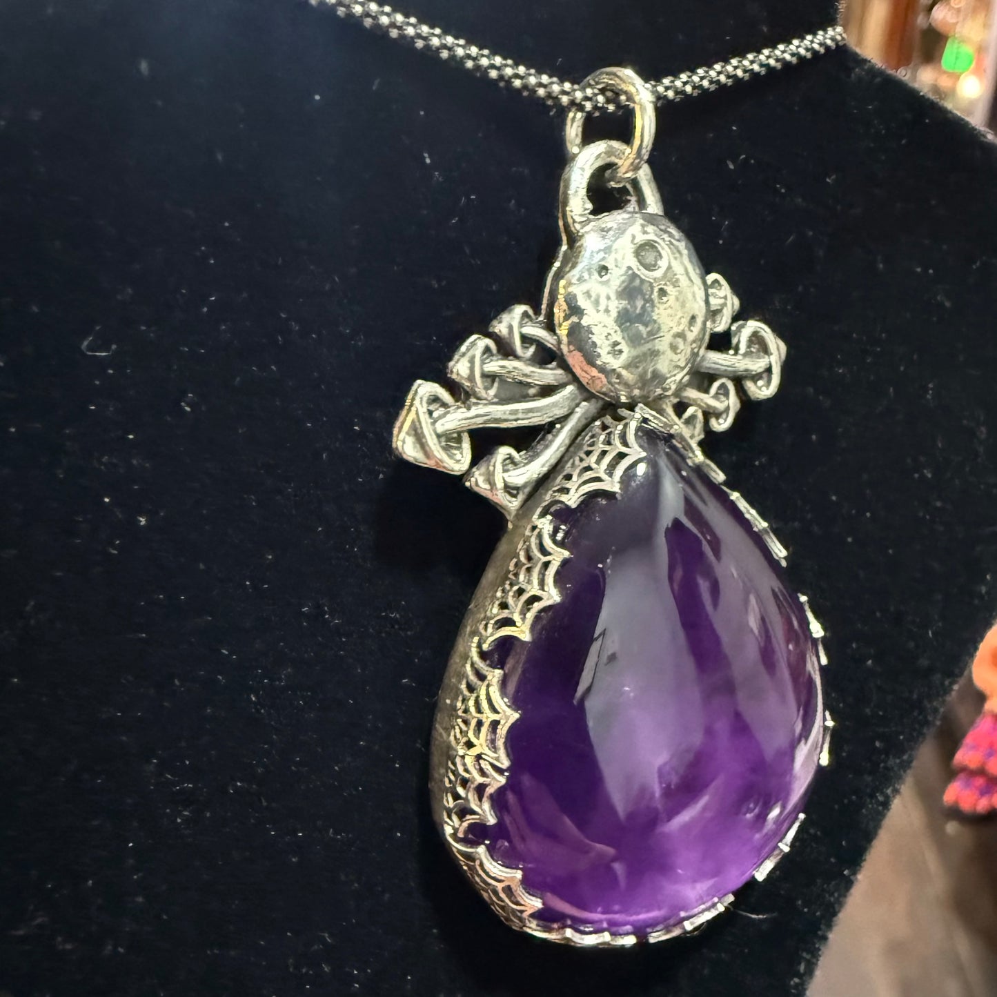 Sterling Mystic Moon Mushroom Amethyst Necklace