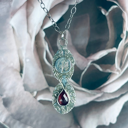 The Mini Medusa Gothic Victorian Sterling Necklace Rose Quartz