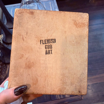 Antique Art Nouveau Woman & Grapes Pyrography Hinged Wooden Box