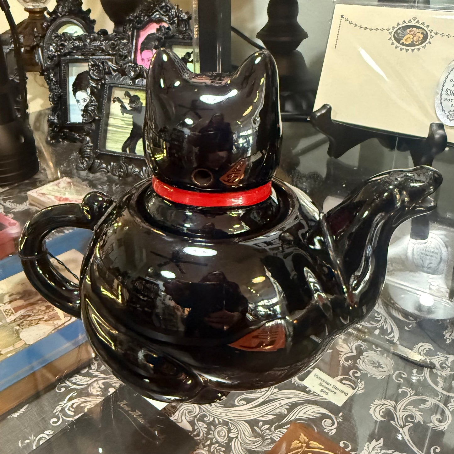 Antique Black Cat Teapot Excellent Condition