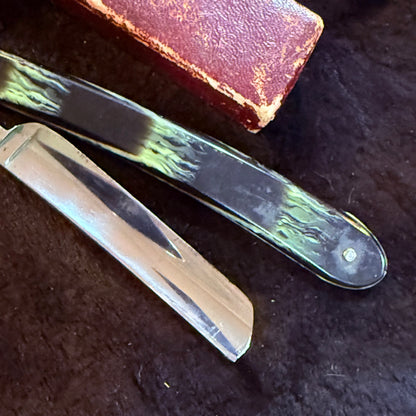 Antique Black & Green Razor With Box
