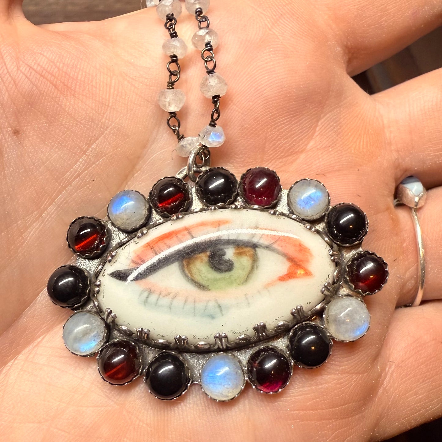 Sterling Gothic Victorian Lover’s Eye Necklace Arabella