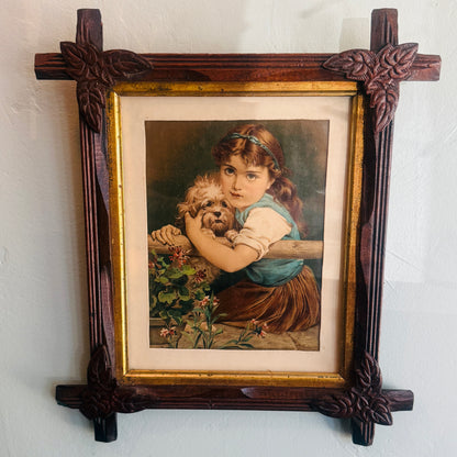 Victorian 1891 Framed { Two’s Company } Lithograph