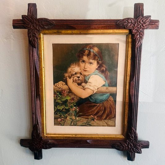 Victorian 1891 Framed { Two’s Company } Lithograph