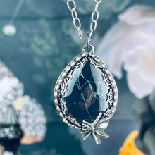 Load image into Gallery viewer, Gothic Victorian Spiderweb Obsidian Spider Web Necklace
