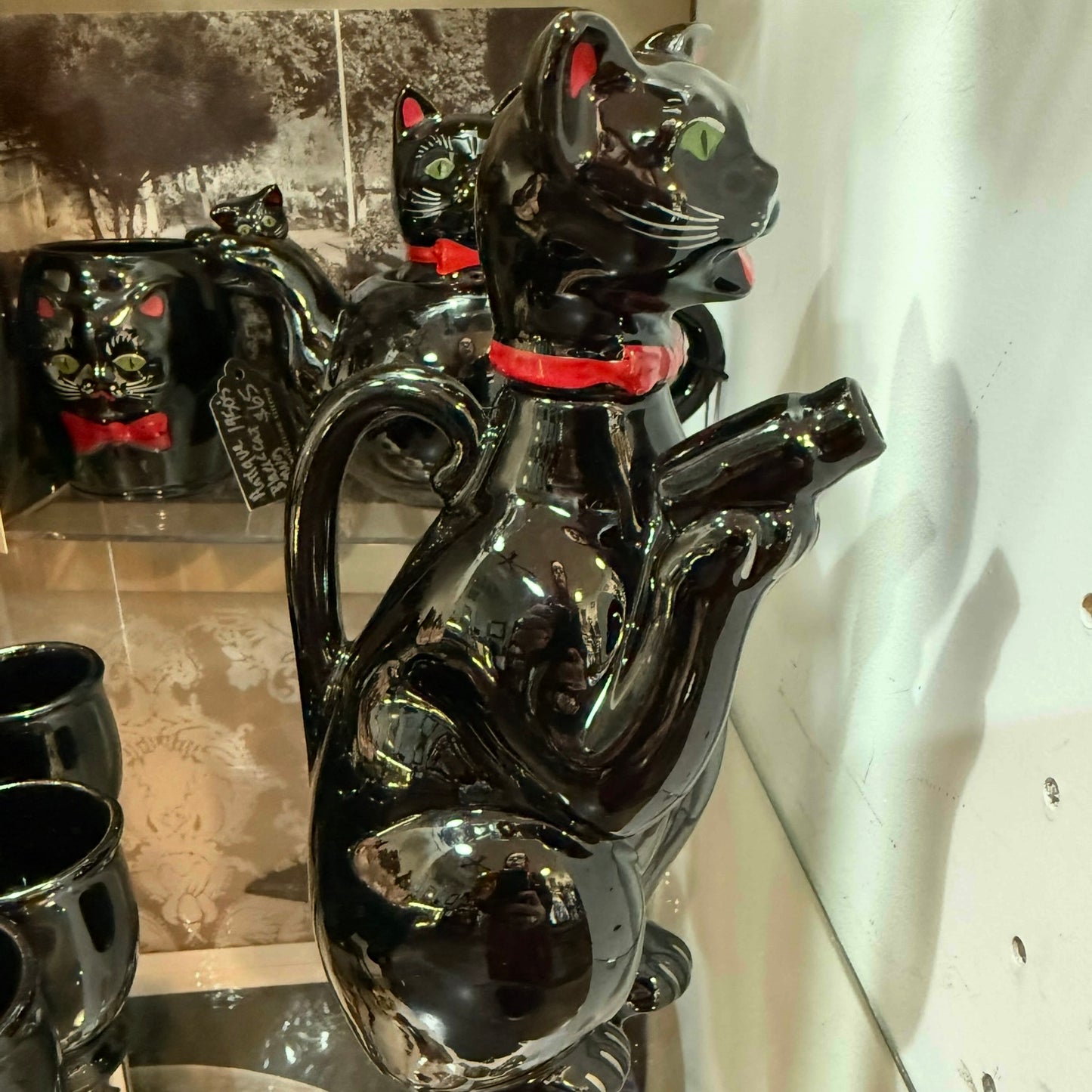 Antique 1940’s Black Cat Decanter Set