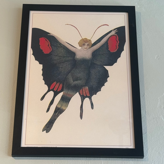 Framed Art  Blonde Woman as Butterfly 12"x 18"